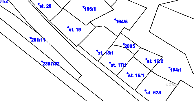 Parcela st. 18/1 v KÚ Týn nad Vltavou, Katastrální mapa
