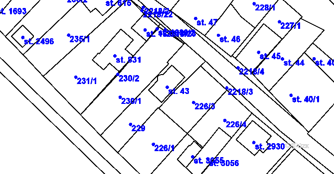 Parcela st. 43 v KÚ Týn nad Vltavou, Katastrální mapa