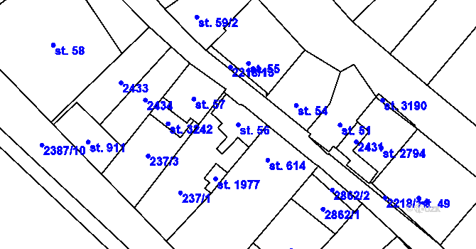Parcela st. 56 v KÚ Týn nad Vltavou, Katastrální mapa