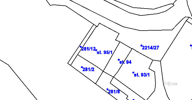 Parcela st. 95/1 v KÚ Týn nad Vltavou, Katastrální mapa