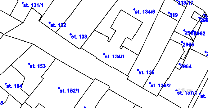 Parcela st. 134/1 v KÚ Týn nad Vltavou, Katastrální mapa