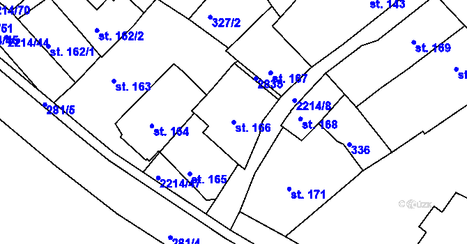 Parcela st. 166 v KÚ Týn nad Vltavou, Katastrální mapa