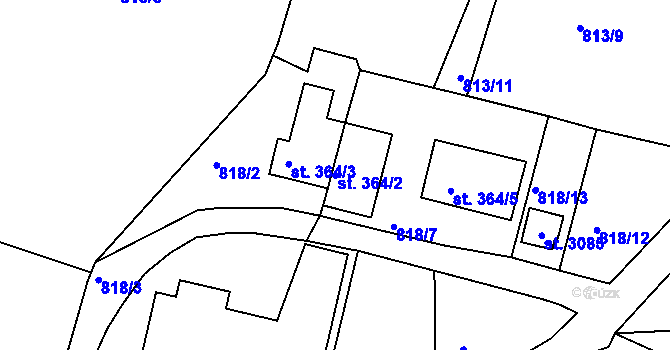 Parcela st. 364/2 v KÚ Týn nad Vltavou, Katastrální mapa