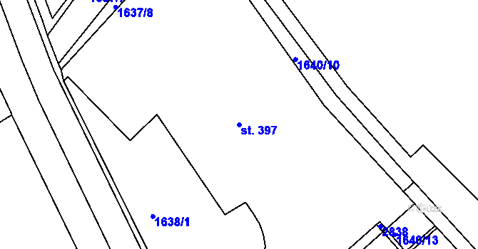 Parcela st. 397 v KÚ Týn nad Vltavou, Katastrální mapa