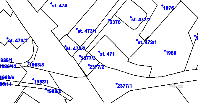 Parcela st. 471 v KÚ Týn nad Vltavou, Katastrální mapa