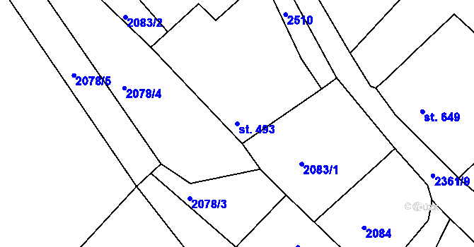Parcela st. 493 v KÚ Týn nad Vltavou, Katastrální mapa