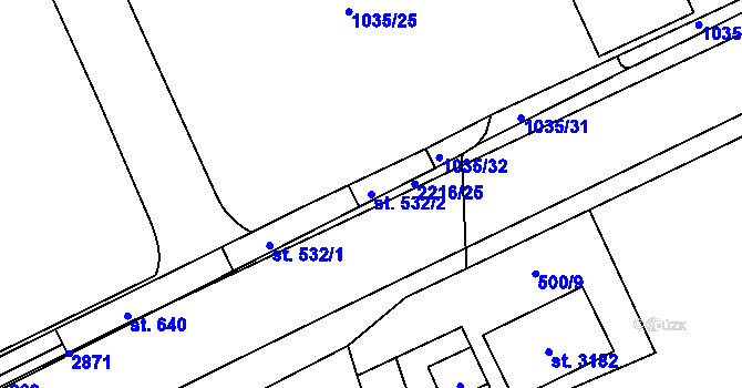 Parcela st. 532/2 v KÚ Týn nad Vltavou, Katastrální mapa