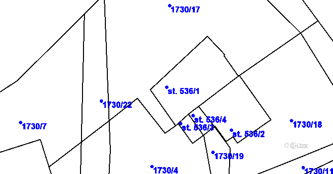Parcela st. 536/1 v KÚ Týn nad Vltavou, Katastrální mapa