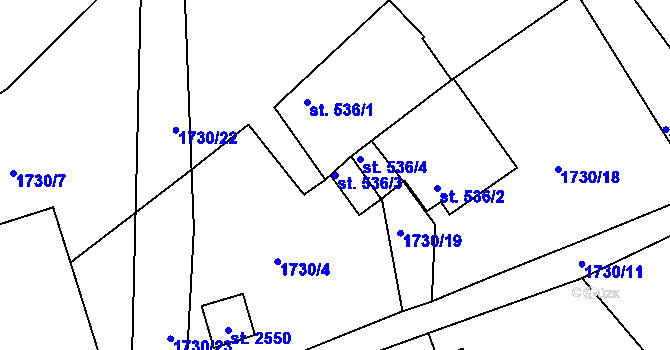 Parcela st. 536/3 v KÚ Týn nad Vltavou, Katastrální mapa