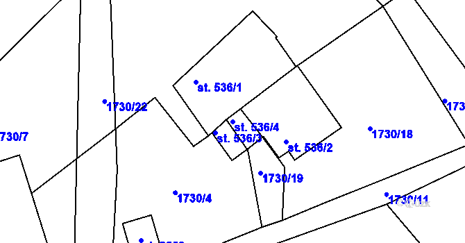 Parcela st. 536/4 v KÚ Týn nad Vltavou, Katastrální mapa
