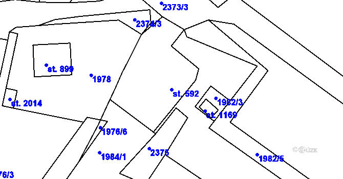 Parcela st. 592 v KÚ Týn nad Vltavou, Katastrální mapa