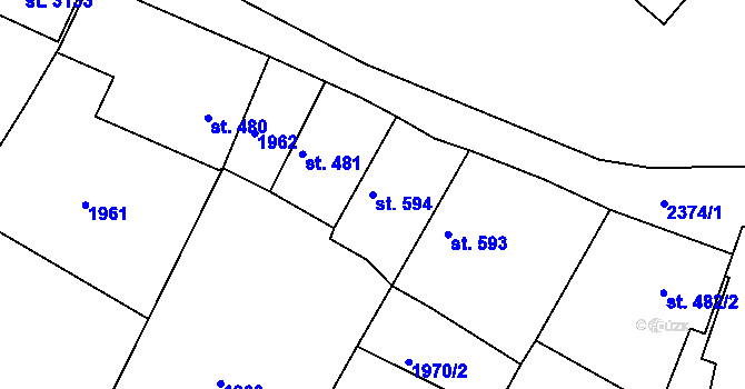Parcela st. 594 v KÚ Týn nad Vltavou, Katastrální mapa