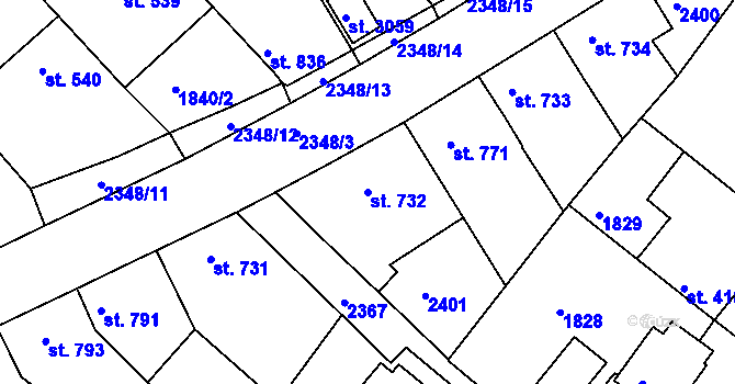 Parcela st. 732 v KÚ Týn nad Vltavou, Katastrální mapa