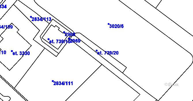 Parcela st. 739/20 v KÚ Týn nad Vltavou, Katastrální mapa