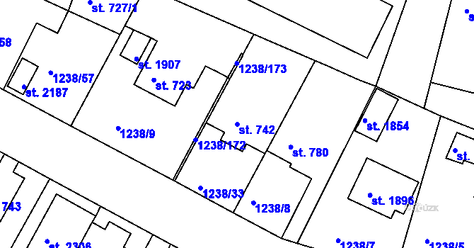 Parcela st. 742 v KÚ Týn nad Vltavou, Katastrální mapa