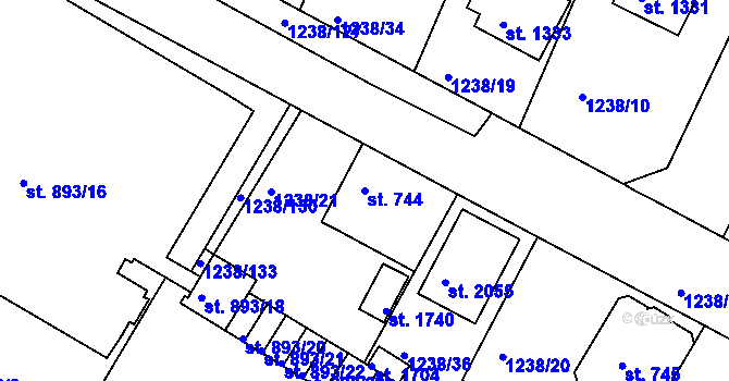 Parcela st. 744 v KÚ Týn nad Vltavou, Katastrální mapa