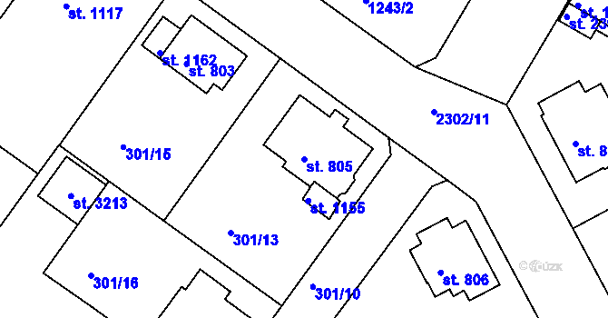 Parcela st. 805 v KÚ Týn nad Vltavou, Katastrální mapa