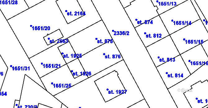 Parcela st. 876 v KÚ Týn nad Vltavou, Katastrální mapa