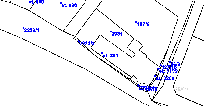 Parcela st. 891 v KÚ Týn nad Vltavou, Katastrální mapa