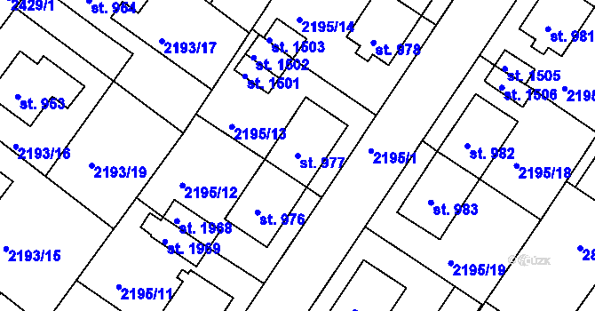 Parcela st. 977 v KÚ Týn nad Vltavou, Katastrální mapa