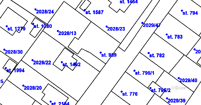 Parcela st. 989 v KÚ Týn nad Vltavou, Katastrální mapa