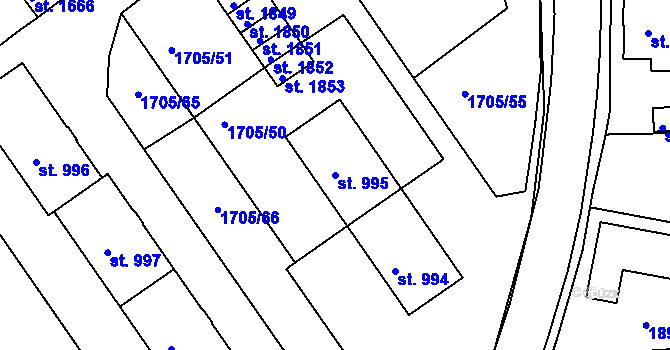Parcela st. 995 v KÚ Týn nad Vltavou, Katastrální mapa