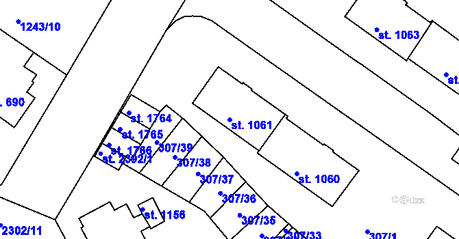 Parcela st. 1061 v KÚ Týn nad Vltavou, Katastrální mapa