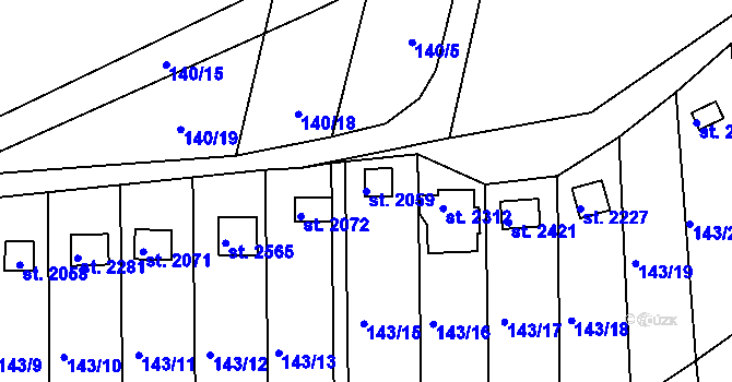 Parcela st. 2059 v KÚ Týn nad Vltavou, Katastrální mapa