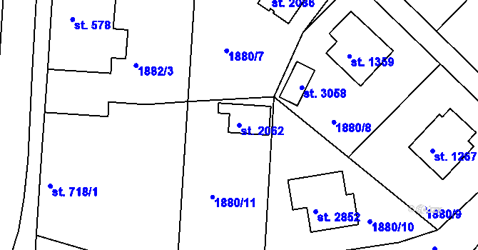 Parcela st. 2062 v KÚ Týn nad Vltavou, Katastrální mapa
