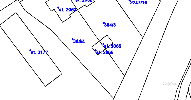 Parcela st. 2066 v KÚ Týn nad Vltavou, Katastrální mapa
