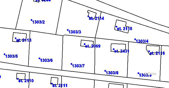 Parcela st. 2069 v KÚ Týn nad Vltavou, Katastrální mapa