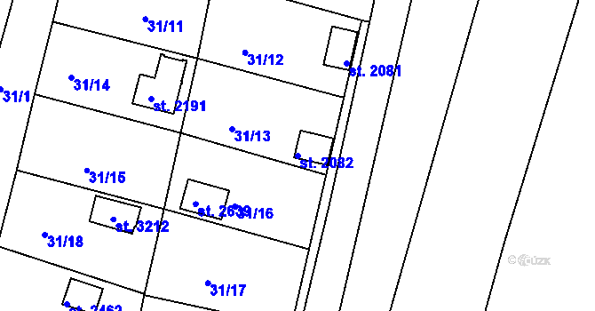 Parcela st. 2082 v KÚ Týn nad Vltavou, Katastrální mapa