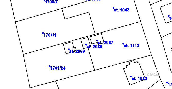 Parcela st. 2088 v KÚ Týn nad Vltavou, Katastrální mapa