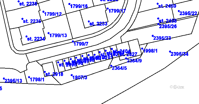Parcela st. 2102 v KÚ Týn nad Vltavou, Katastrální mapa