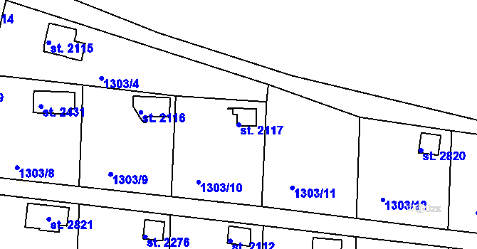 Parcela st. 2117 v KÚ Týn nad Vltavou, Katastrální mapa