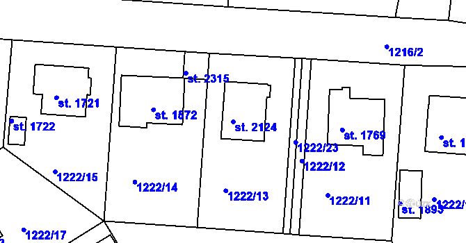 Parcela st. 2124 v KÚ Týn nad Vltavou, Katastrální mapa