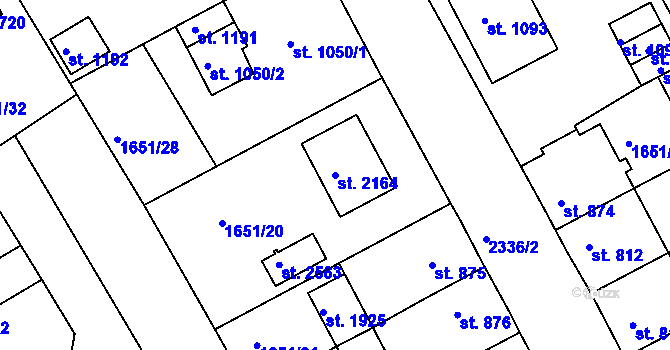 Parcela st. 2164 v KÚ Týn nad Vltavou, Katastrální mapa