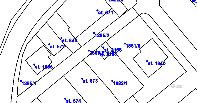 Parcela st. 2165 v KÚ Týn nad Vltavou, Katastrální mapa