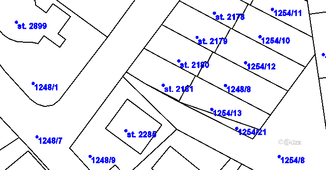 Parcela st. 2181 v KÚ Týn nad Vltavou, Katastrální mapa