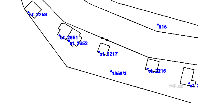 Parcela st. 2217 v KÚ Týn nad Vltavou, Katastrální mapa