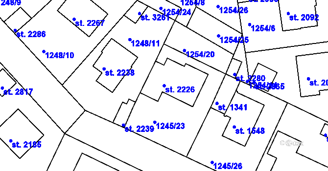 Parcela st. 2226 v KÚ Týn nad Vltavou, Katastrální mapa