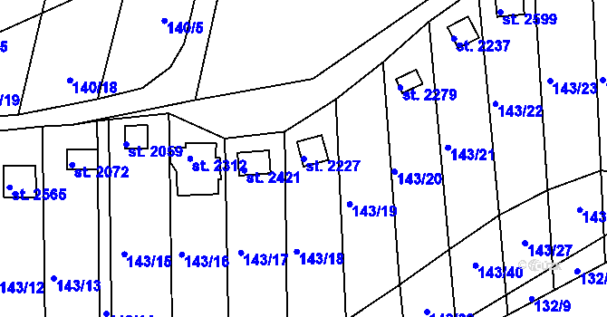 Parcela st. 2227 v KÚ Týn nad Vltavou, Katastrální mapa
