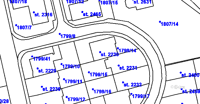Parcela st. 2230 v KÚ Týn nad Vltavou, Katastrální mapa