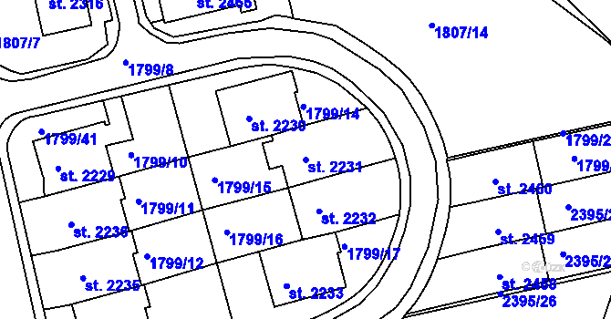 Parcela st. 2231 v KÚ Týn nad Vltavou, Katastrální mapa