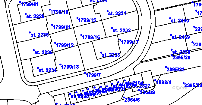 Parcela st. 2233 v KÚ Týn nad Vltavou, Katastrální mapa