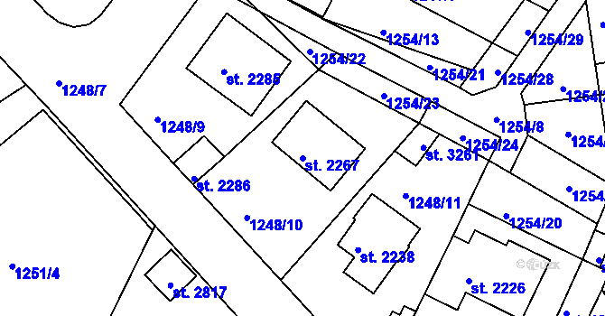 Parcela st. 2267 v KÚ Týn nad Vltavou, Katastrální mapa