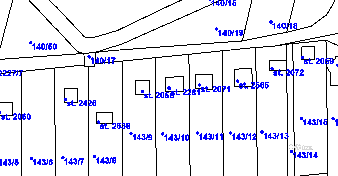 Parcela st. 2281 v KÚ Týn nad Vltavou, Katastrální mapa