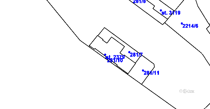 Parcela st. 2379 v KÚ Týn nad Vltavou, Katastrální mapa