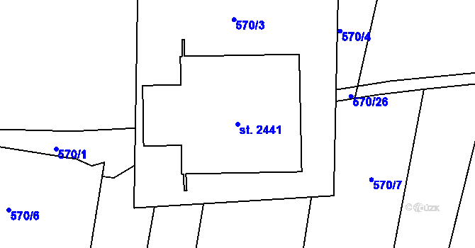 Parcela st. 2441 v KÚ Týn nad Vltavou, Katastrální mapa
