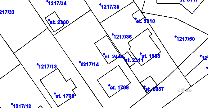 Parcela st. 2449 v KÚ Týn nad Vltavou, Katastrální mapa